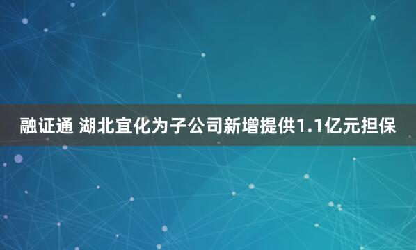 融证通 湖北宜化为子公司新增提供1.1亿元担保